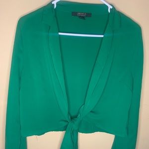 Electric green long sleeve crop top F21